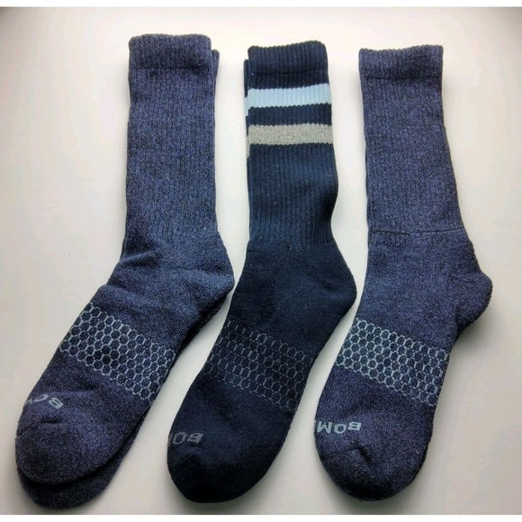 Bombas Marled & Striped Calf Socks Lot Of 3 Size L - Picture 1 of 4